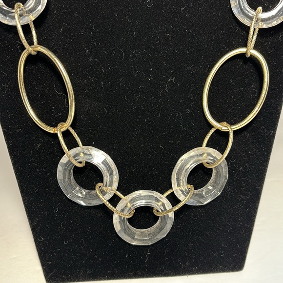 VTG Plastic Rings Gold Tone Ovals Link Necklace 30” Clasp To Clasp 3”Extension - Picture 3 of 8